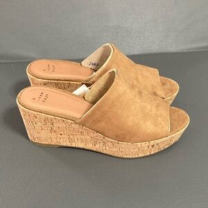 A New Day Brown Wedge Sandals with Cork Heel